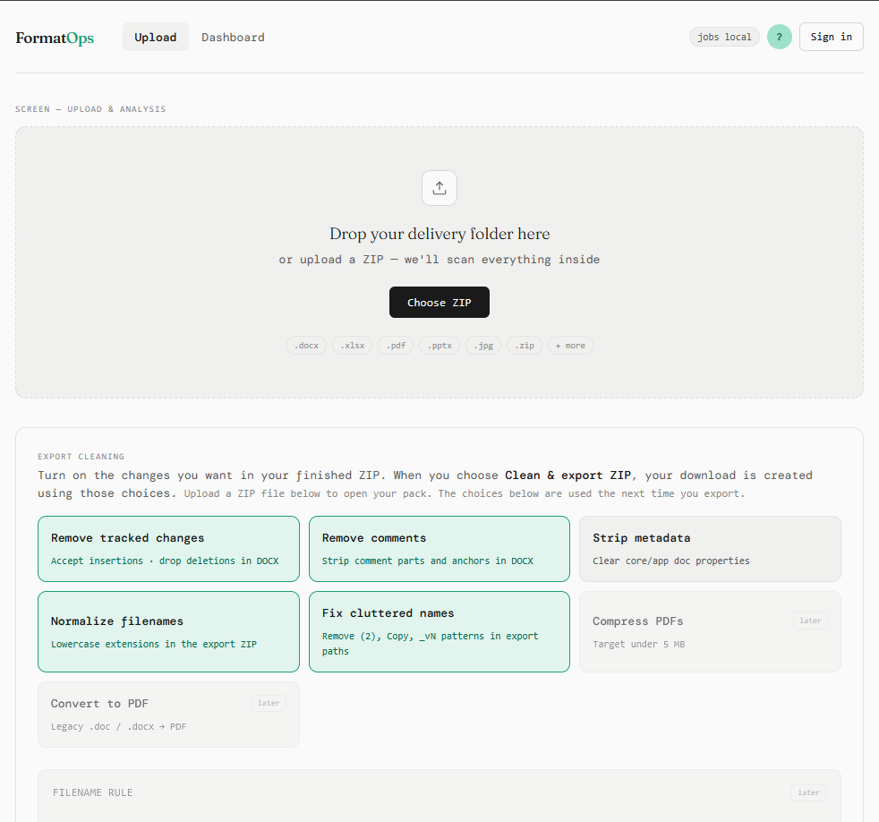 FormatOps screenshot 1